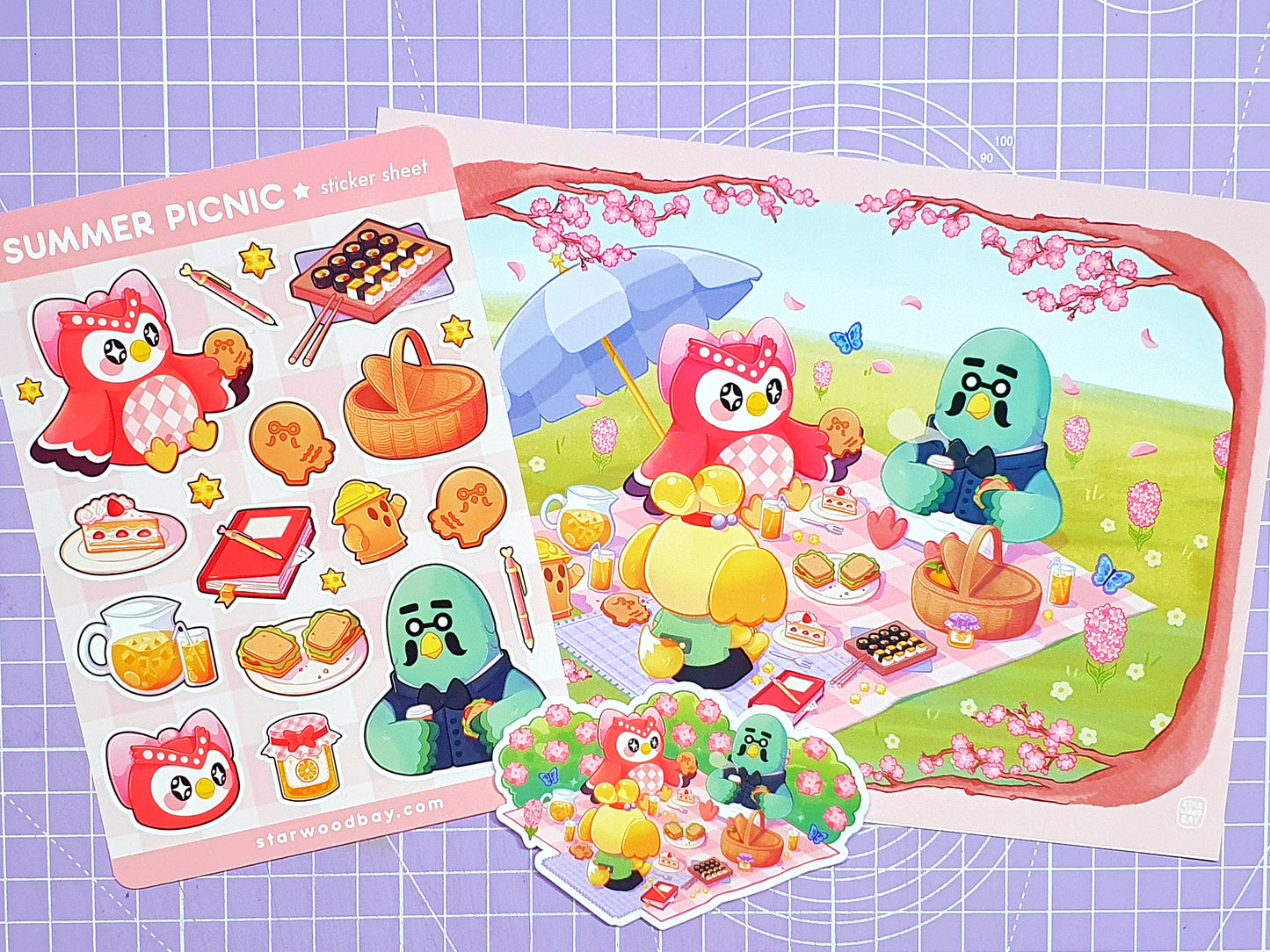 Summer Picnic Bundle: Holographic Sticker, Art Print & Sticker Sheet