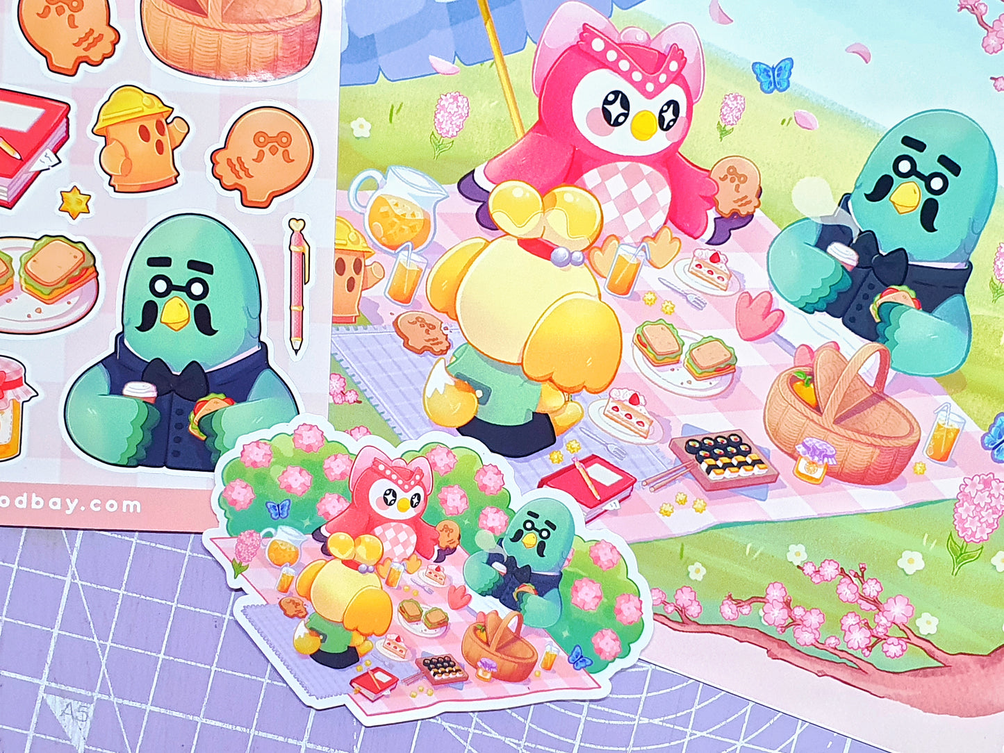 Summer Picnic Bundle: Holographic Sticker, Art Print & Sticker Sheet