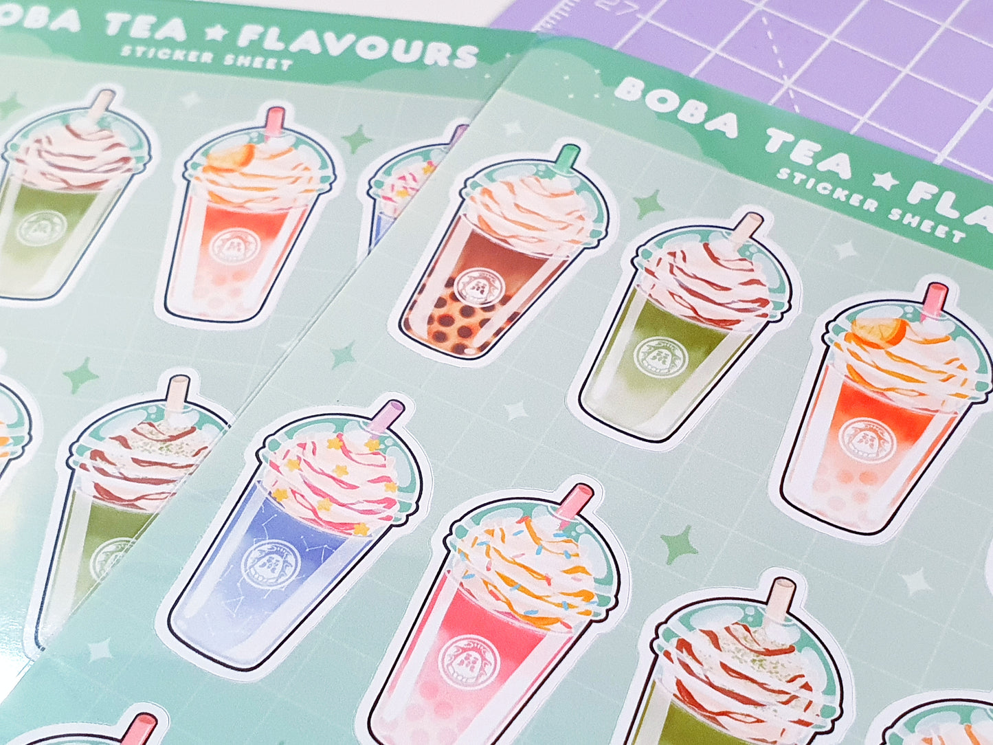 Boba/Bubble Tea Flavours Sticker Sheet