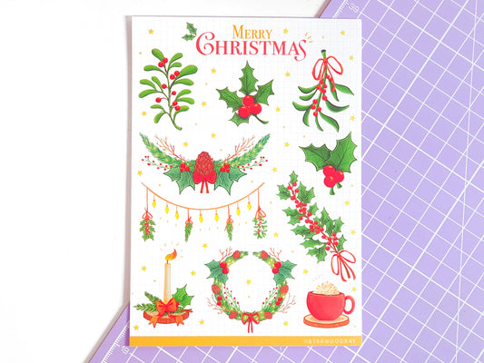 Merry Christmas Festive Sticker Sheet