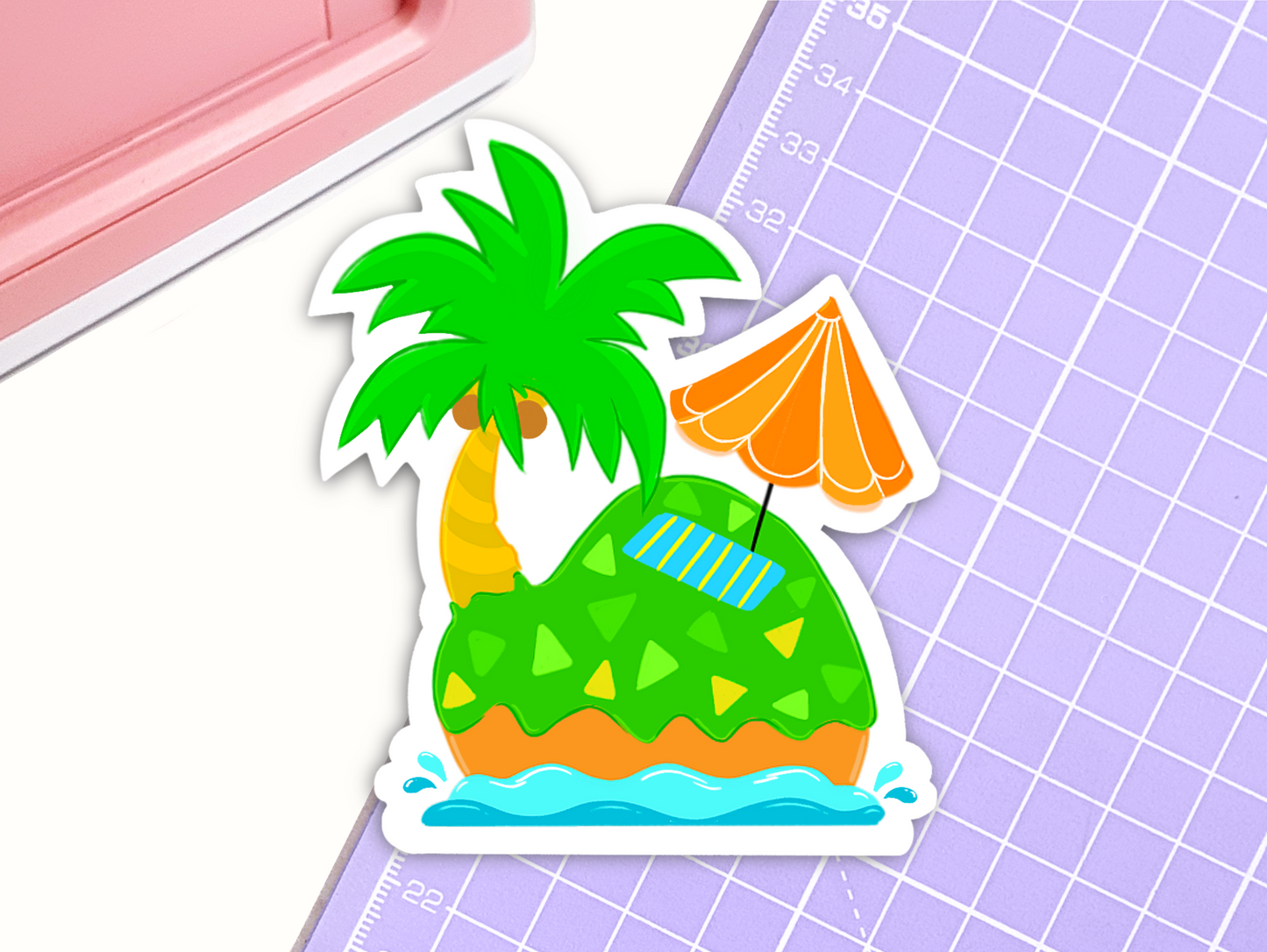 Tropical Island Vinyl Sticker