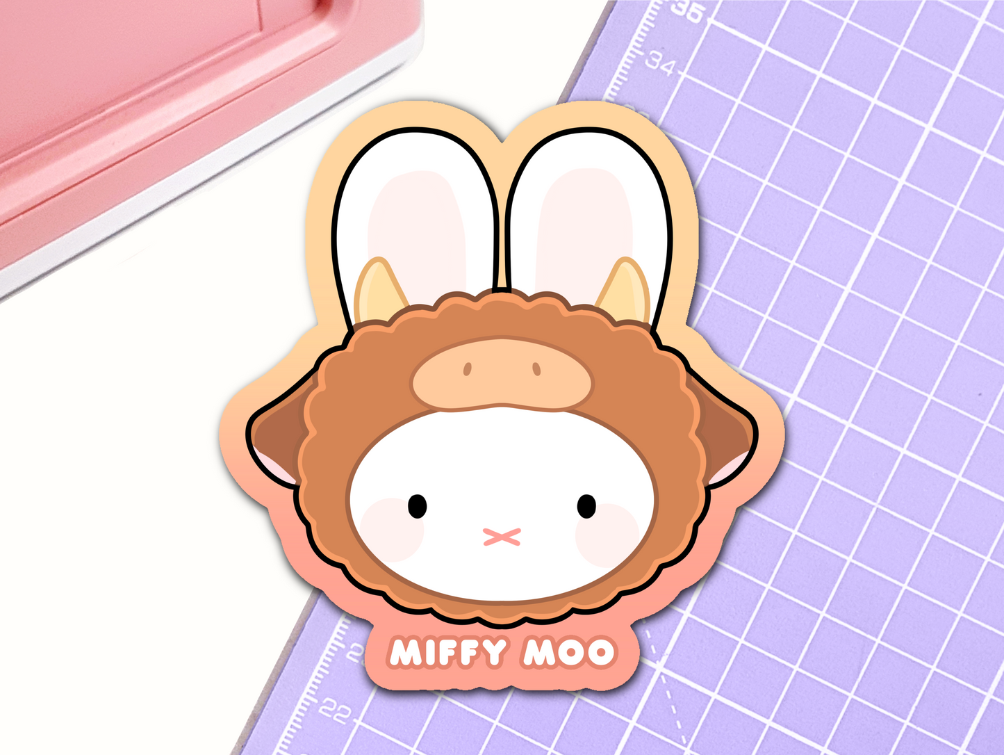 Moo Highland Cow Bunny Vinyl Sticker