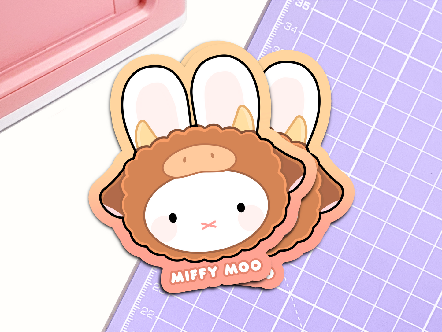 Moo Highland Cow Bunny Vinyl Sticker