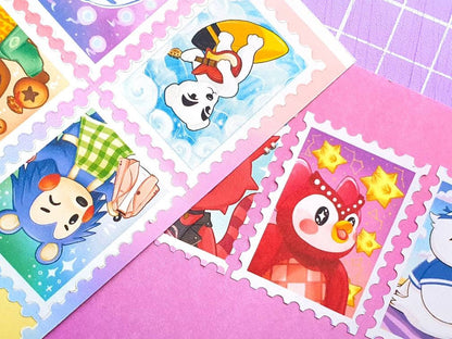 Animal Crossing Postage Stamps Sticker Sheet Design 1