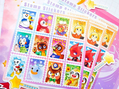 Animal Crossing Postage Stamps Sticker Sheet Design 1