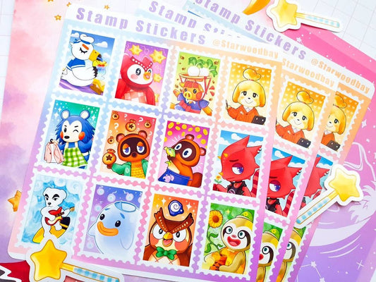 Animal Crossing Postage Stamps Sticker Sheet Design 1