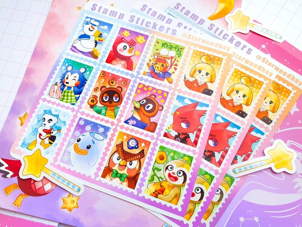 Animal Crossing Postage Stamps Sticker Sheet Design 1