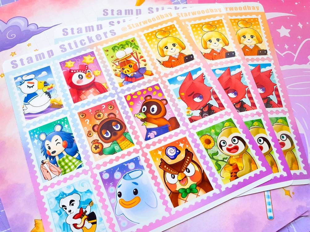 Animal Crossing Postage Stamps Sticker Sheet Design 1