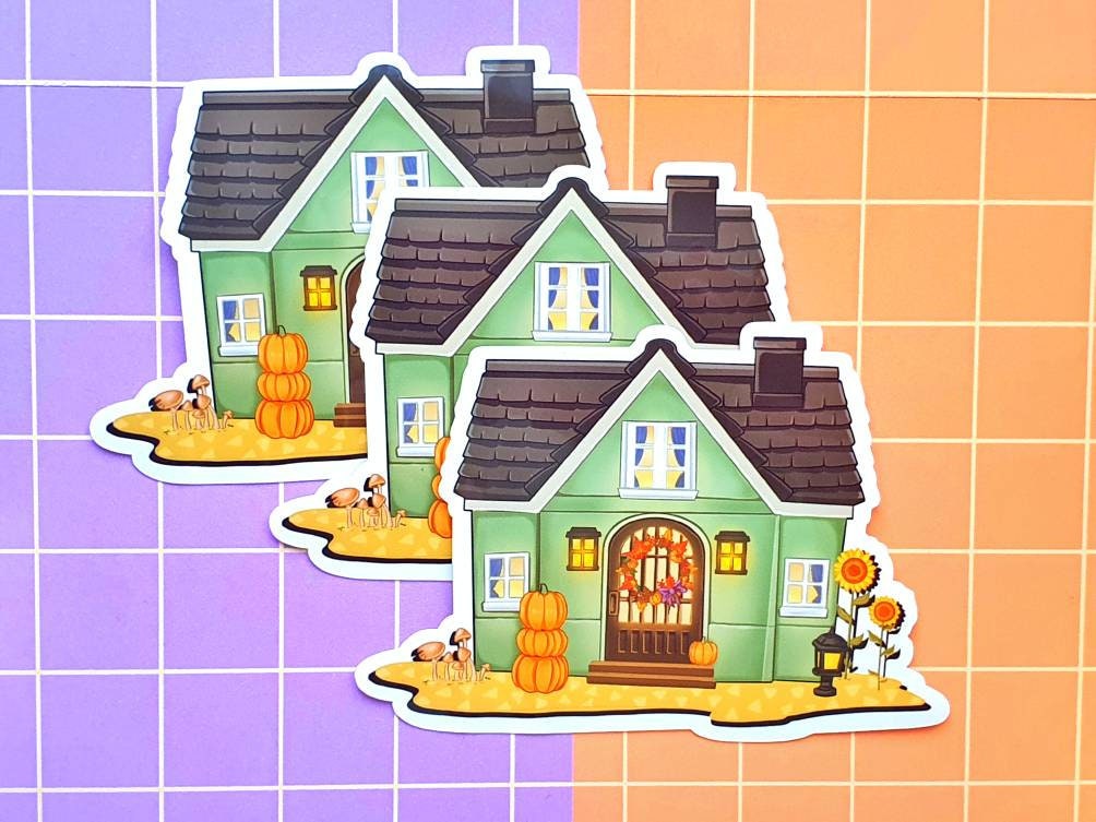 Cosy Autumn House Vinyl Sticker