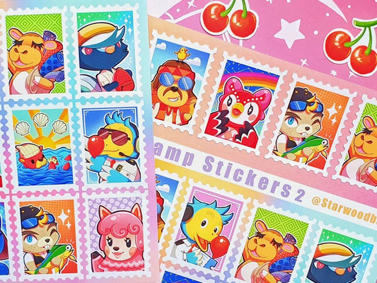 Animal Crossing Postage Stamps Sticker Sheet Design 2