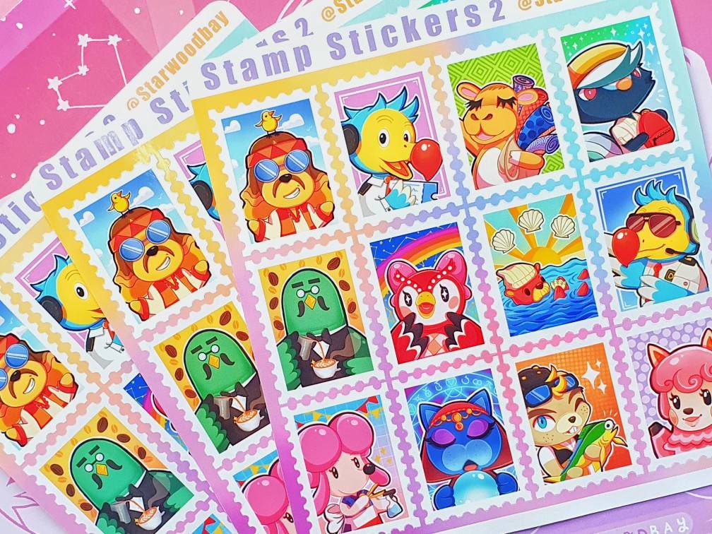 Animal Crossing Postage Stamps Sticker Sheet Design 2