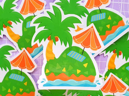 Tropical Island Vinyl Sticker