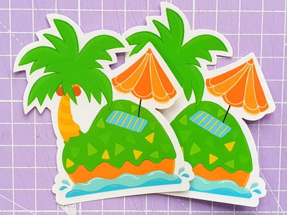 Tropical Island Vinyl Sticker