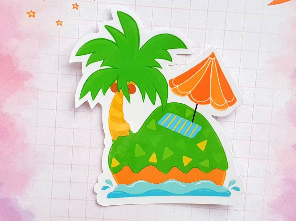 Tropical Island Vinyl Sticker