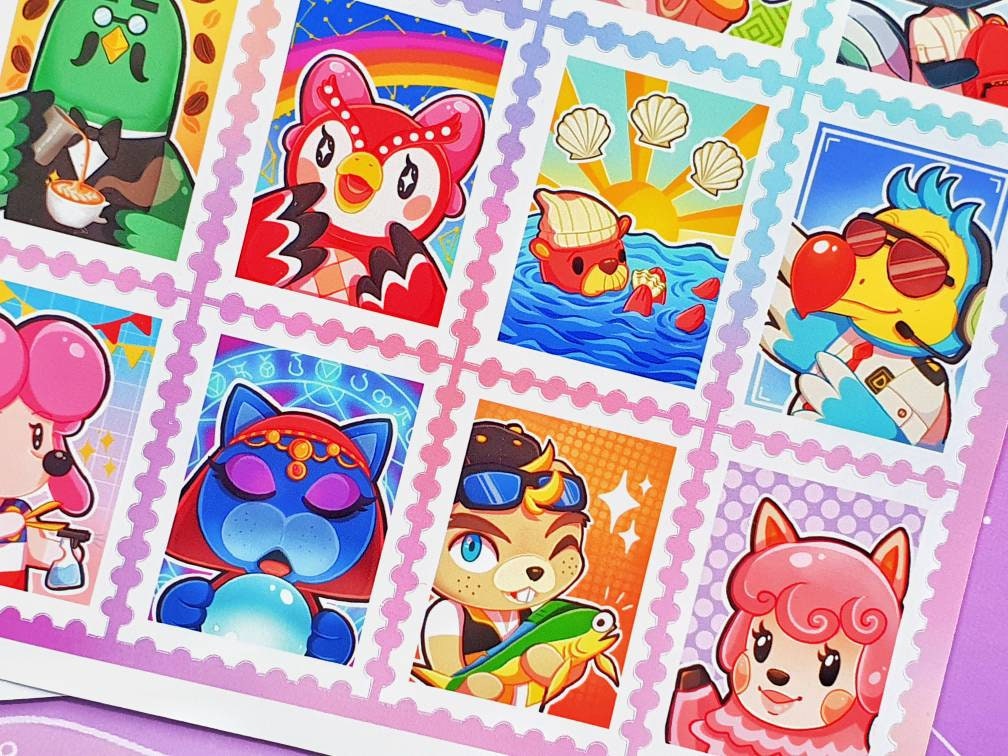 Animal Crossing Postage Stamps Sticker Sheet Design 2