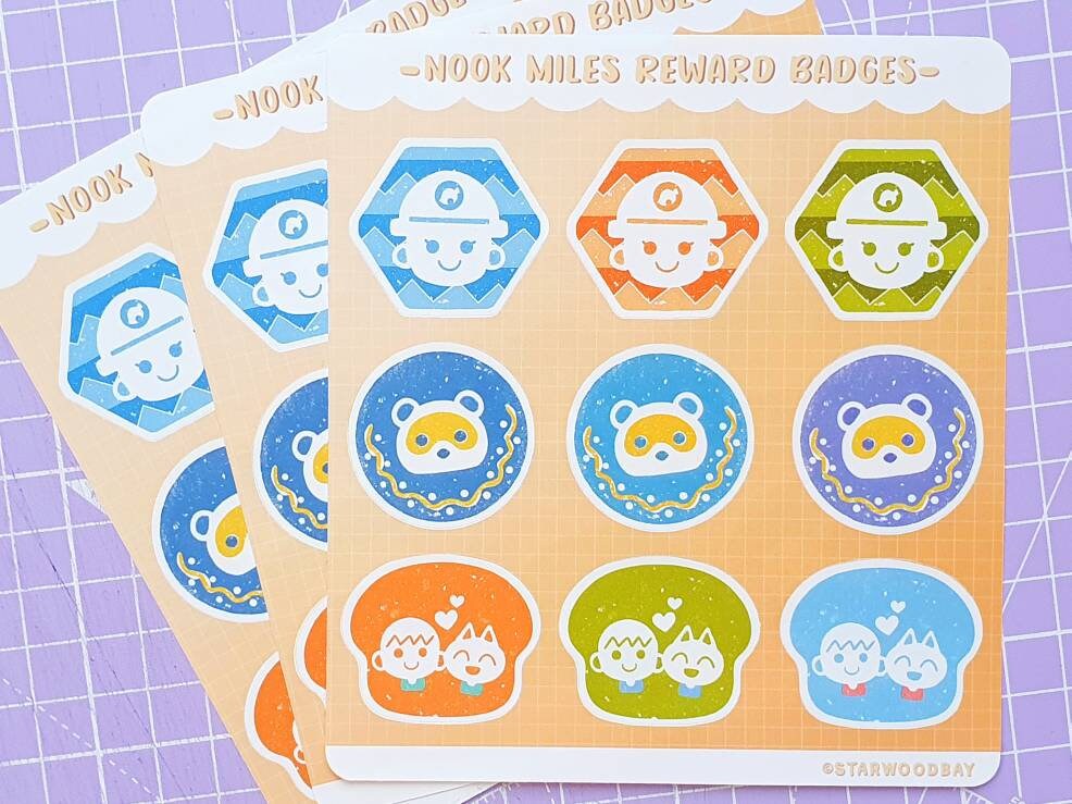 Nook Miles Reward Badges Sticker Sheet