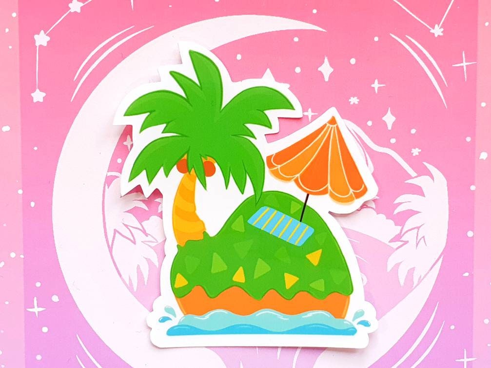 Tropical Island Vinyl Sticker