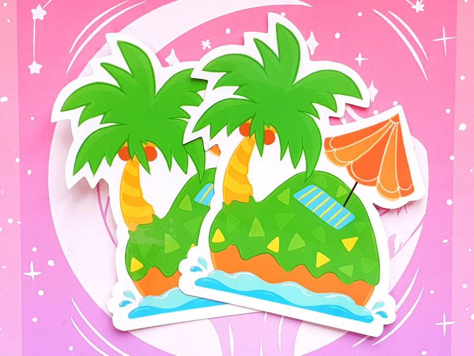 Tropical Island Vinyl Sticker