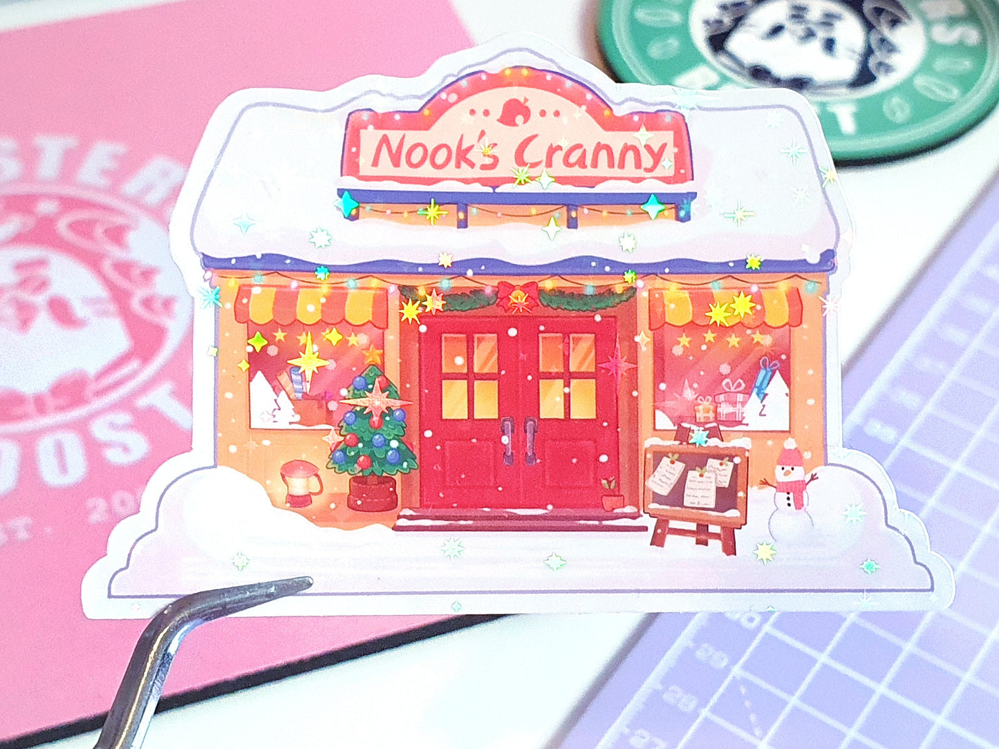 Nook's Cranny Winter Christmas Holographic Sticker