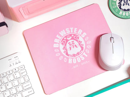 Pink Brewster's The Roost Logo Mouse Pad