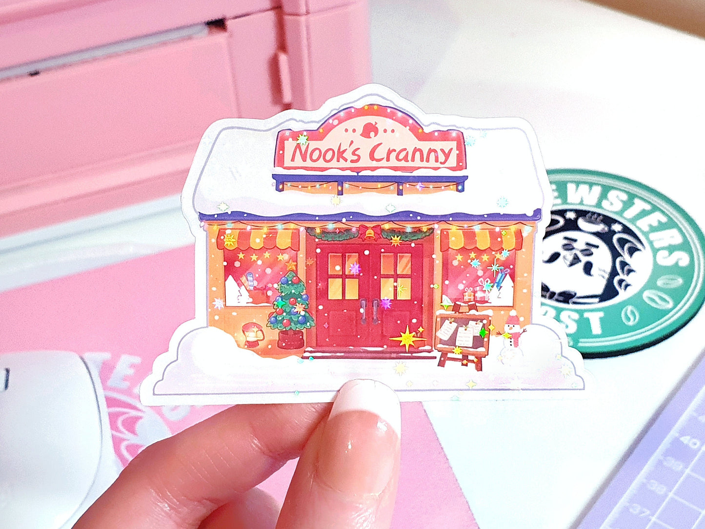 Nook's Cranny Winter Christmas Holographic Sticker