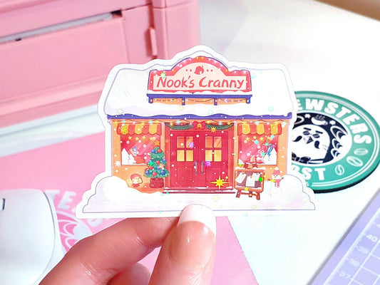 Nook's Cranny Winter Christmas Holographic Sticker