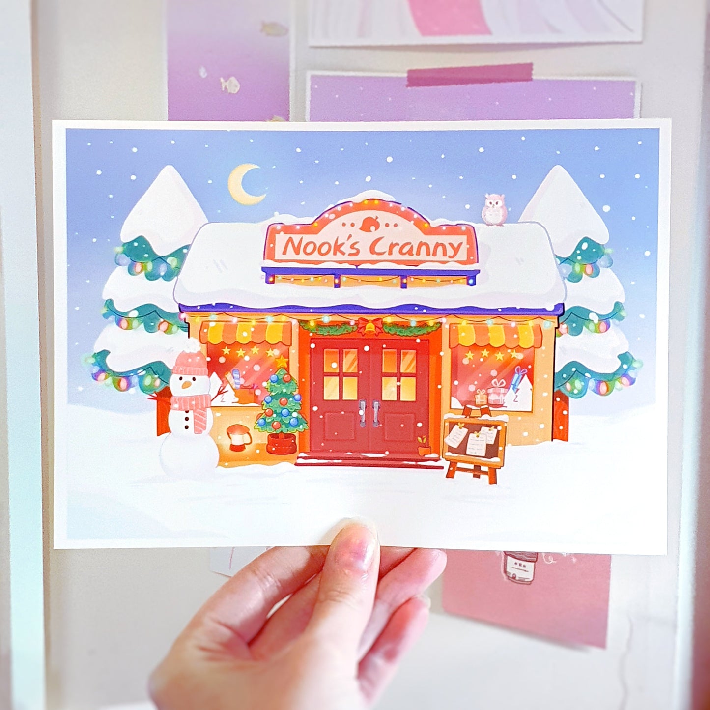 Nook's Cranny Shop Winter Christmas Wall Art Print