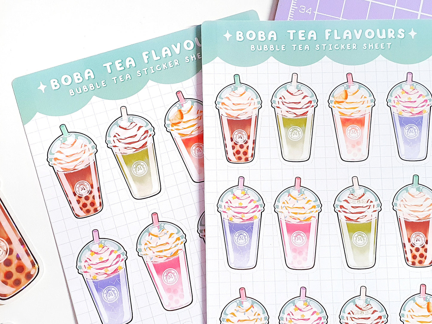 Boba/Bubble Tea Flavours Sticker Sheet