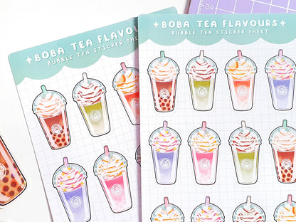 Boba/Bubble Tea Flavours Sticker Sheet