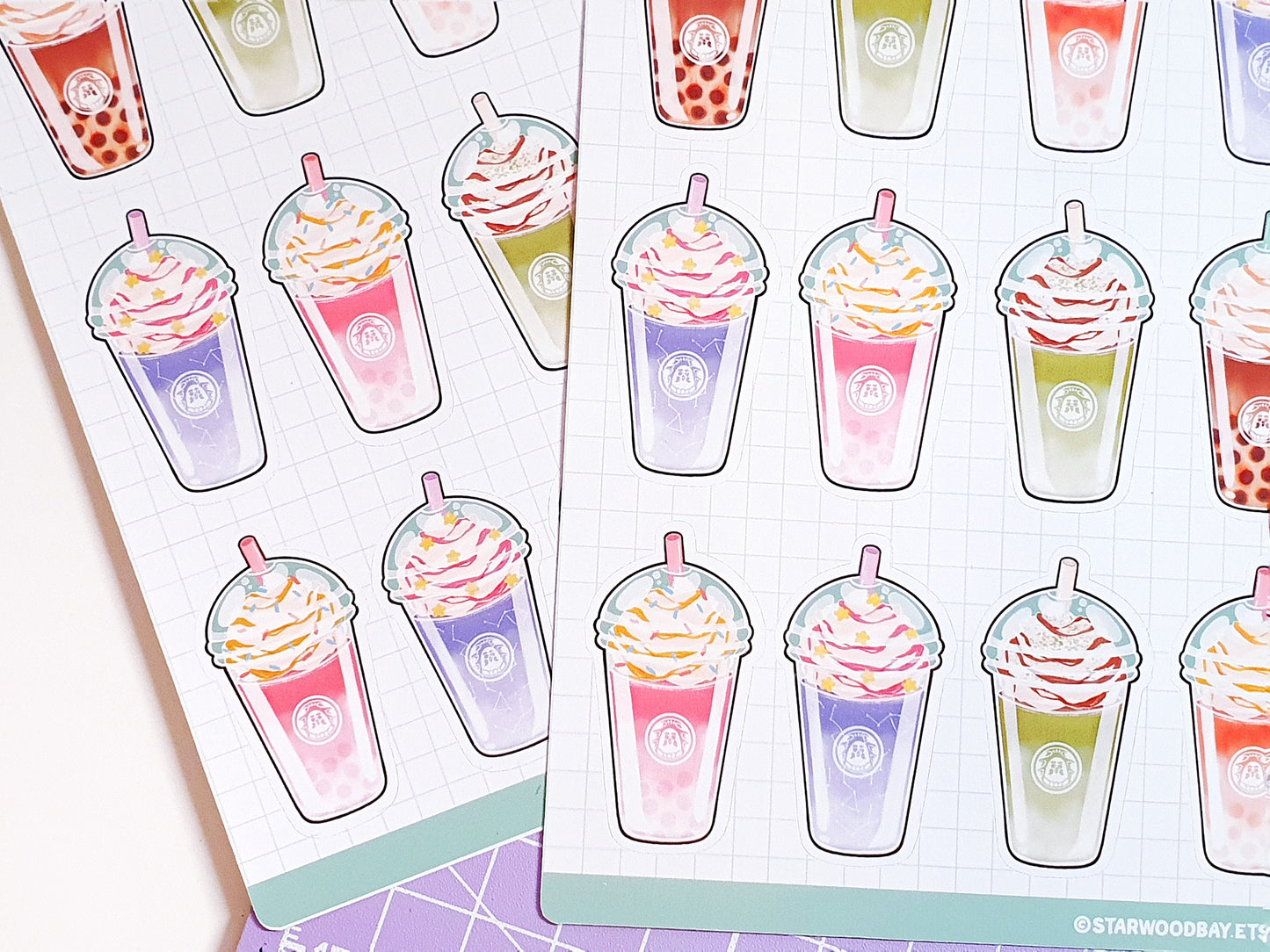 Boba/Bubble Tea Flavours Sticker Sheet