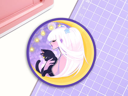 Celestial Girl and Cat Vinyl Sticker