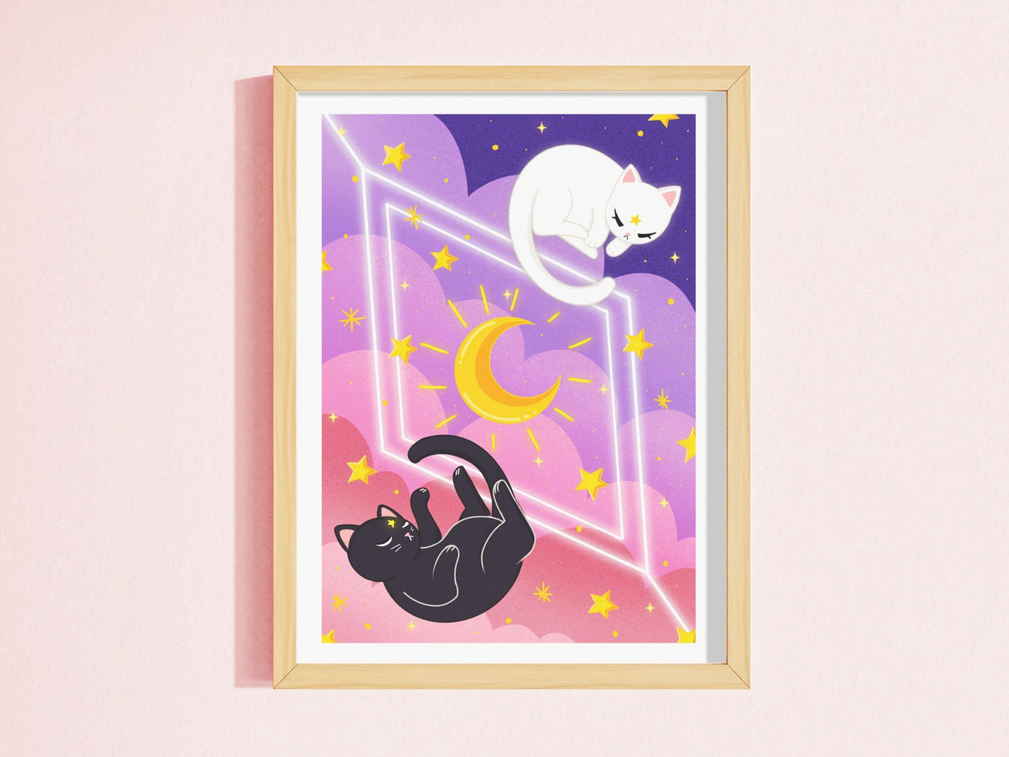 Yin Yang Cats Wall Art Print