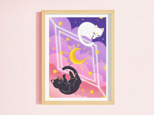 Yin Yang Cats Wall Art Print