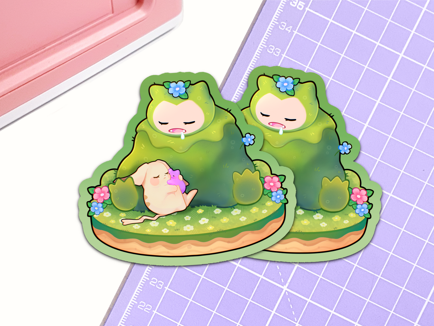 Sleepy Moss Creature Vinyl Sticker