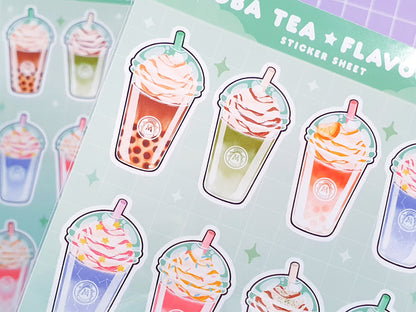 Boba/Bubble Tea Flavours Sticker Sheet