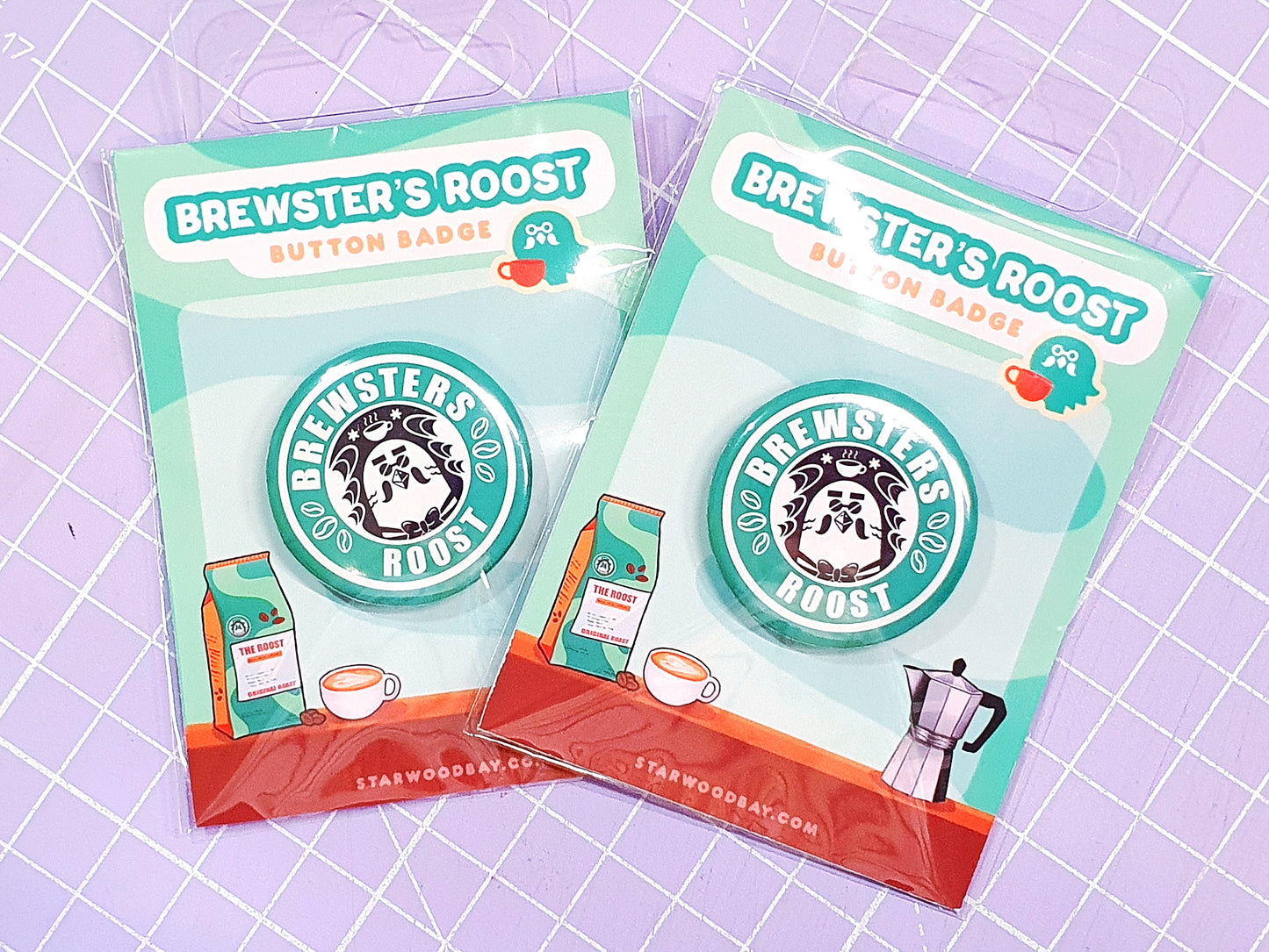Brewster The Roost Button Badge Pin