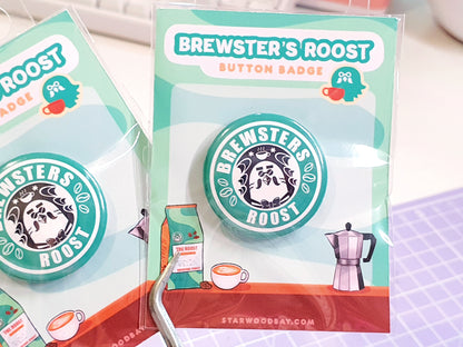 Brewster The Roost Button Badge Pin