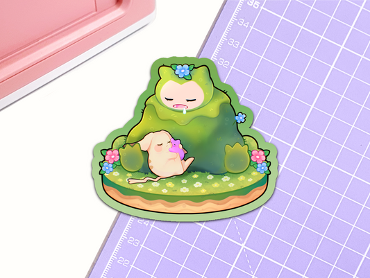 Sleepy Moss Creature Vinyl Sticker