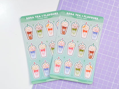 Boba/Bubble Tea Flavours Sticker Sheet