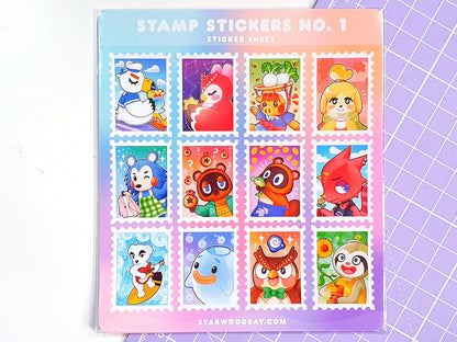Animal Crossing Postage Stamps Sticker Sheet Design 1