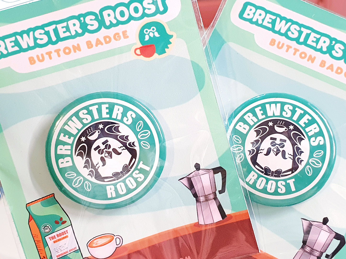 Brewster The Roost Button Badge Pin