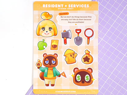 Animal Crossing Residence Services Sticker Sheet