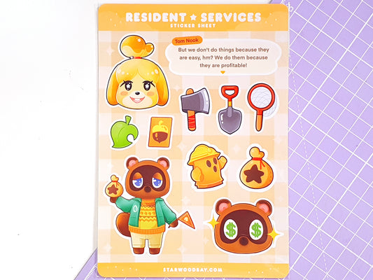 Animal Crossing Residence Services Sticker Sheet