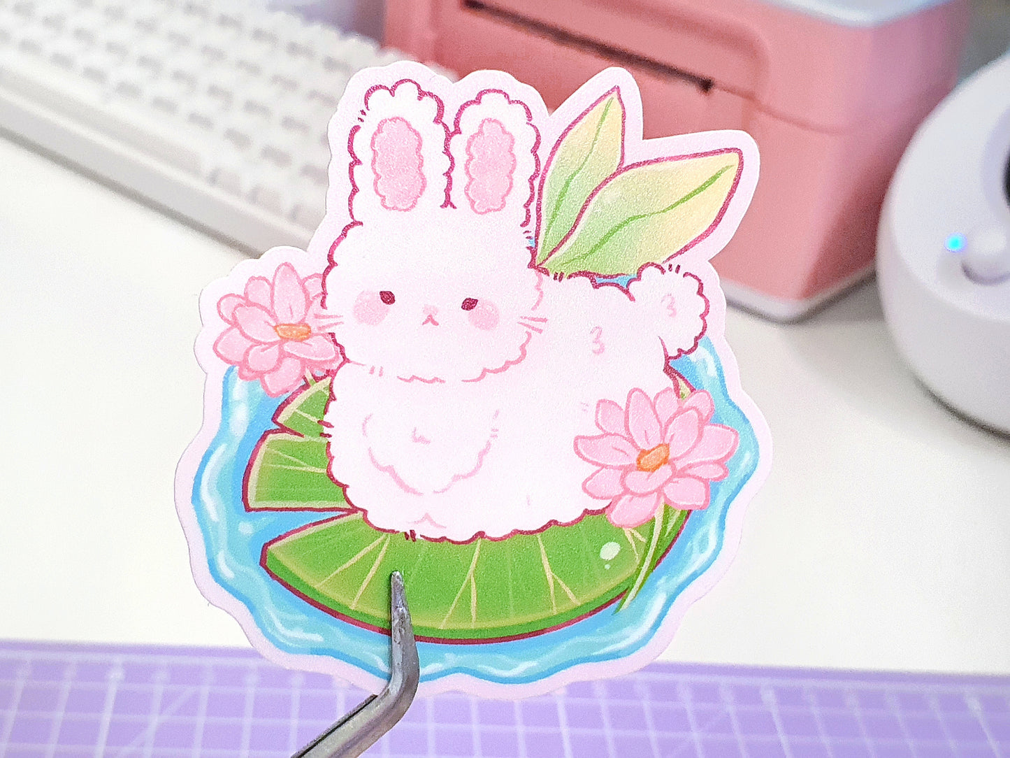 Lilypad Bunny Vinyl Sticker