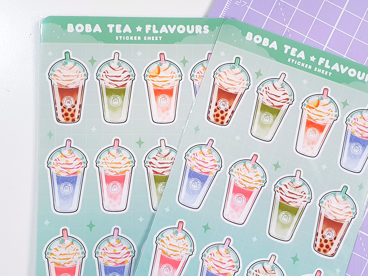 Boba/Bubble Tea Flavours Sticker Sheet
