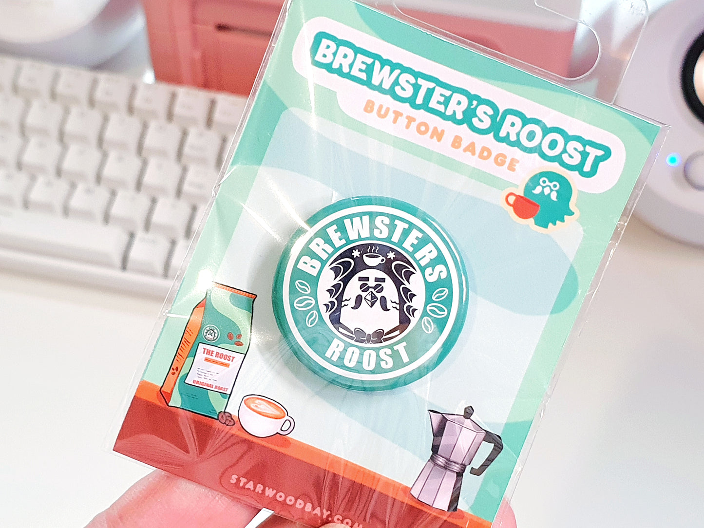 Brewster The Roost Button Badge Pin