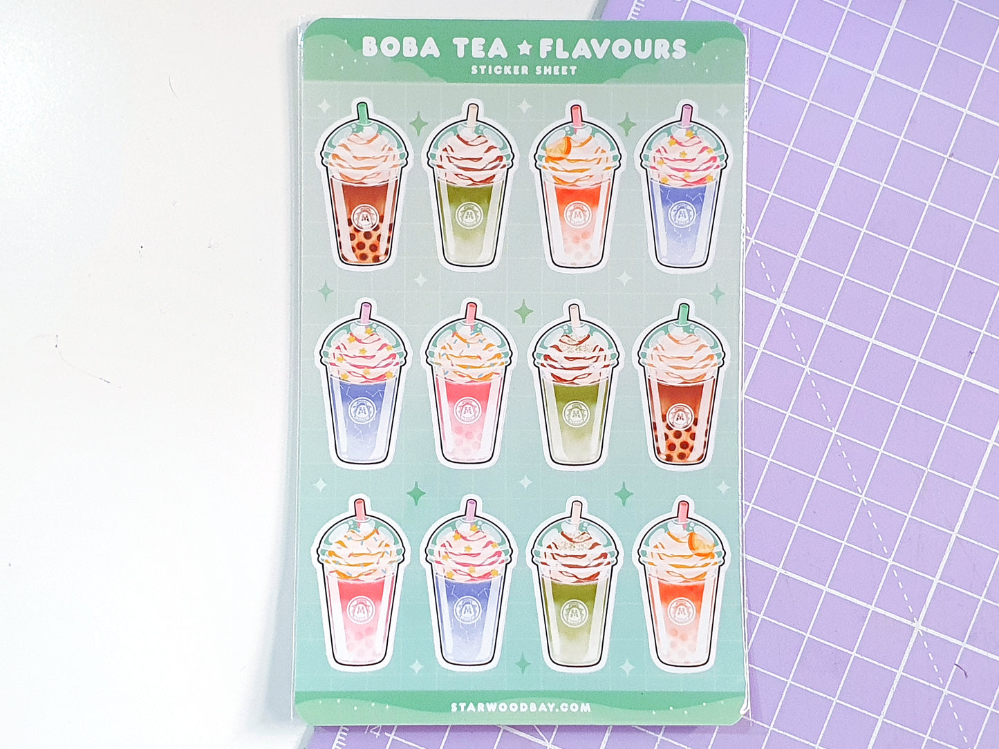 Boba/Bubble Tea Flavours Sticker Sheet
