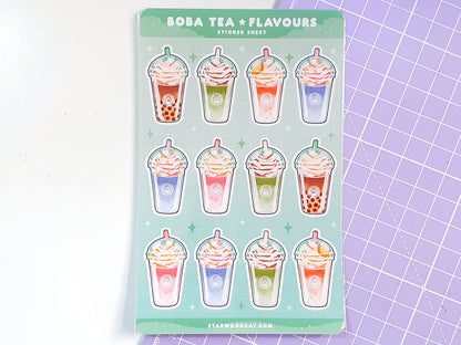 Boba/Bubble Tea Flavours Sticker Sheet