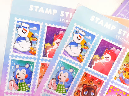 Animal Crossing Postage Stamps Sticker Sheet Design 1