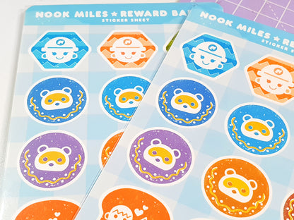 Nook Miles Reward Badges Sticker Sheet